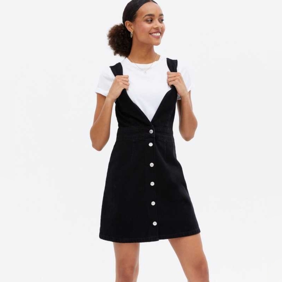 TWIK* black corduroy sleeveless button front midi dress size M pewter hardware - Picture 1 of 12